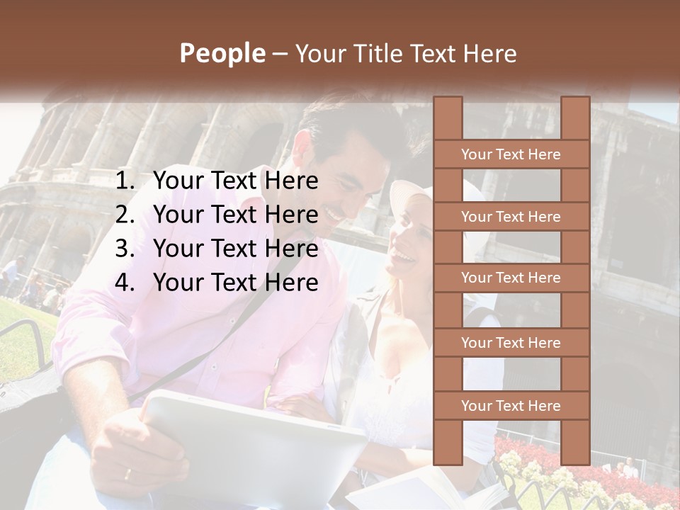 A Man And Woman Are Looking At Something On A Tablet PowerPoint Template