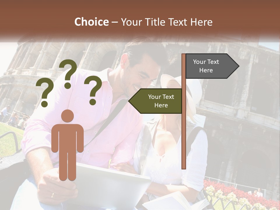 A Man And Woman Are Looking At Something On A Tablet PowerPoint Template