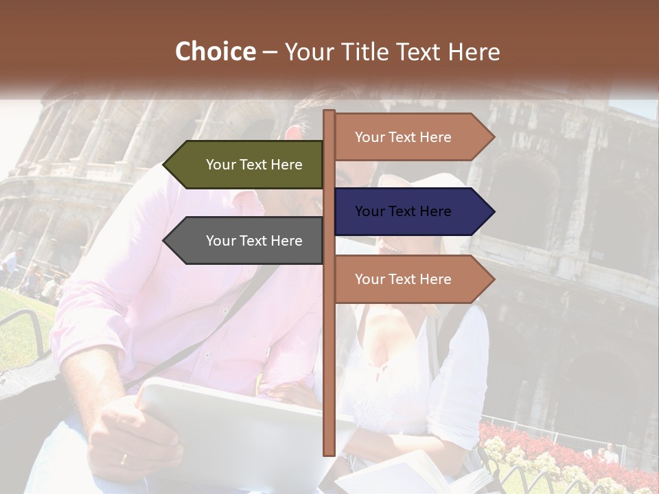 A Man And Woman Are Looking At Something On A Tablet PowerPoint Template