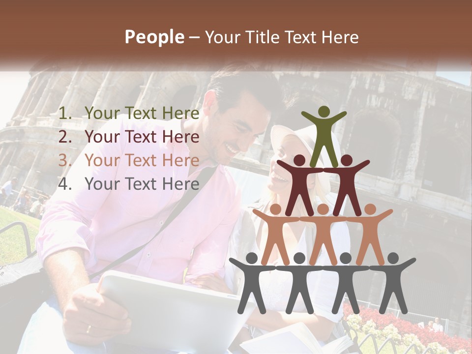 A Man And Woman Are Looking At Something On A Tablet PowerPoint Template