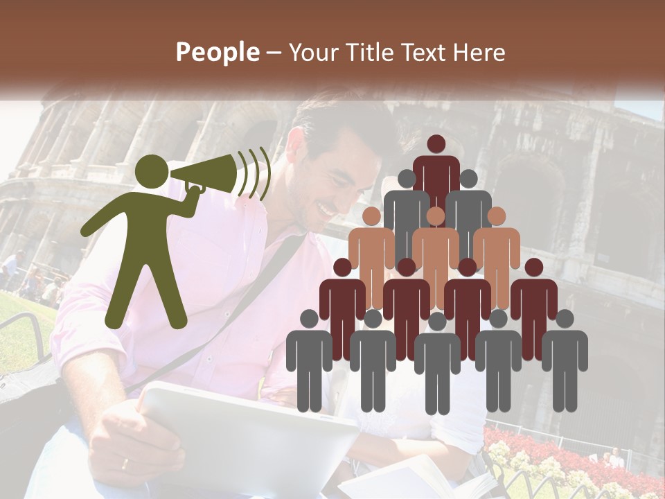 A Man And Woman Are Looking At Something On A Tablet PowerPoint Template