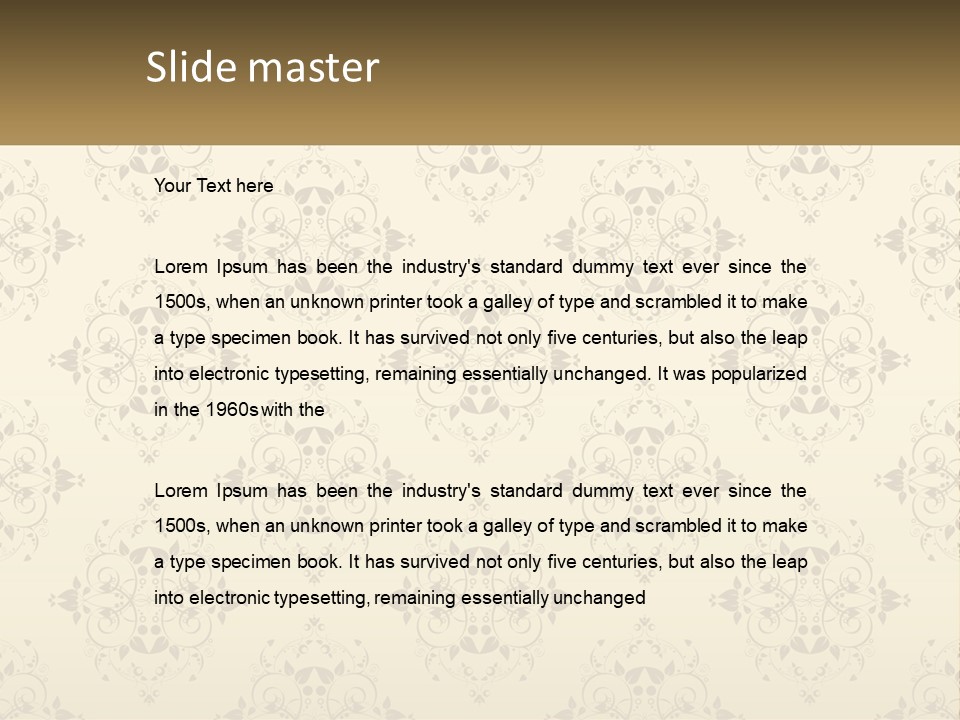 A Golden Background With A Floral Pattern On It PowerPoint Template