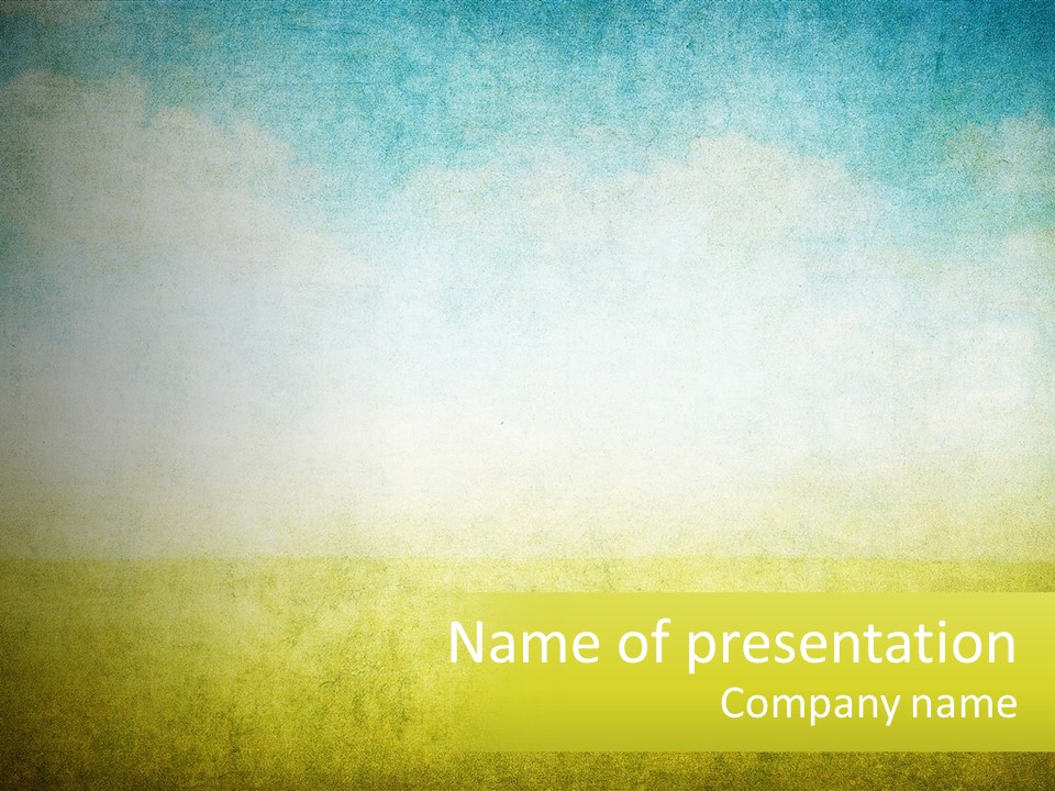 A Yellow And Blue Background With A Sky In The Background PowerPoint Template