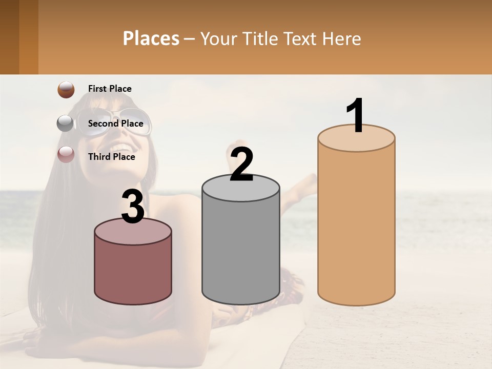 A Woman Laying On The Beach With Sunglasses On Her Head PowerPoint Template