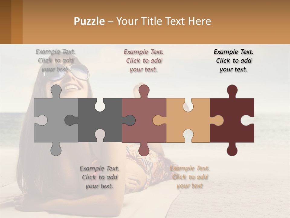 A Woman Laying On The Beach With Sunglasses On Her Head PowerPoint Template