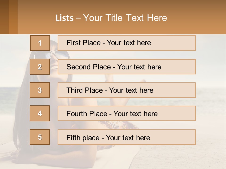 A Woman Laying On The Beach With Sunglasses On Her Head PowerPoint Template