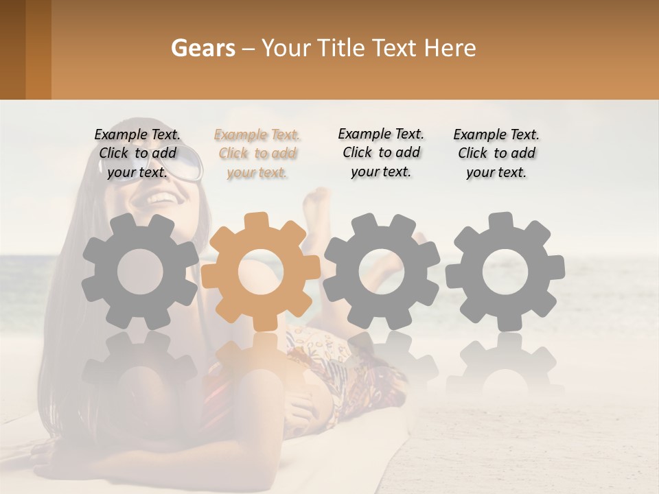 A Woman Laying On The Beach With Sunglasses On Her Head PowerPoint Template