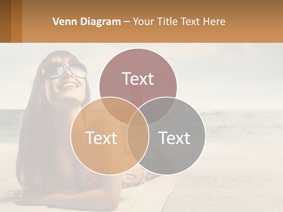 A Woman Laying On The Beach With Sunglasses On Her Head PowerPoint Template