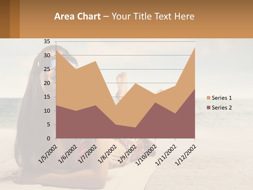 A Woman Laying On The Beach With Sunglasses On Her Head PowerPoint Template