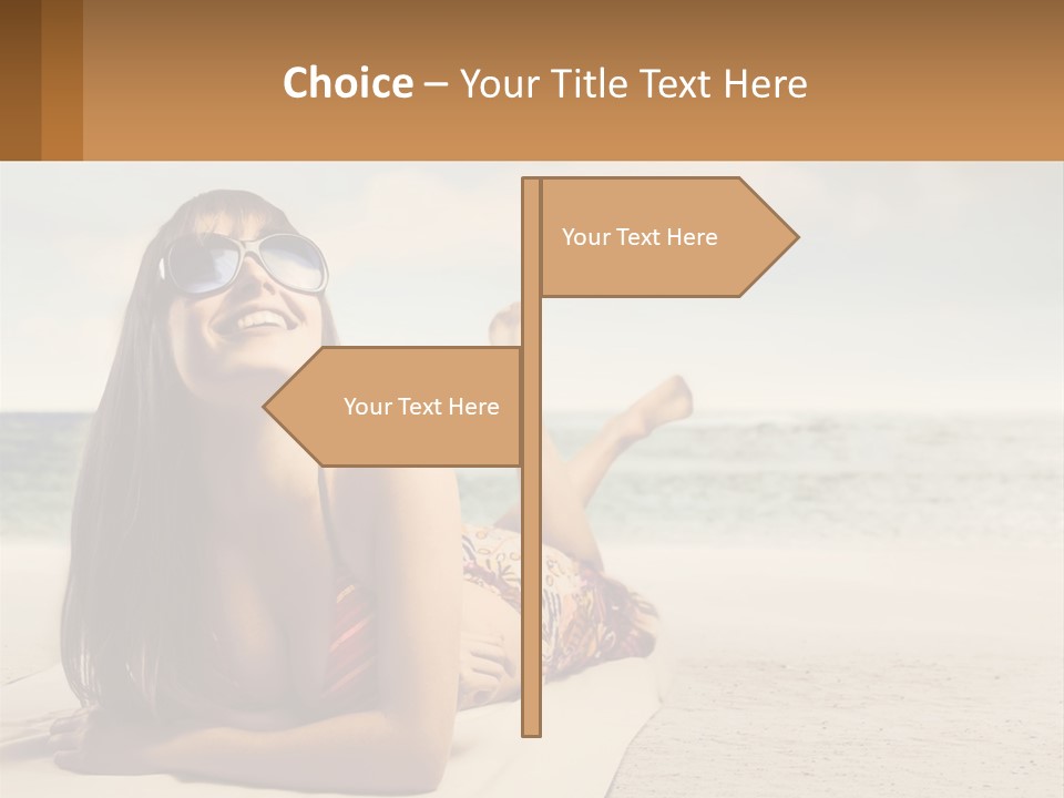 A Woman Laying On The Beach With Sunglasses On Her Head PowerPoint Template