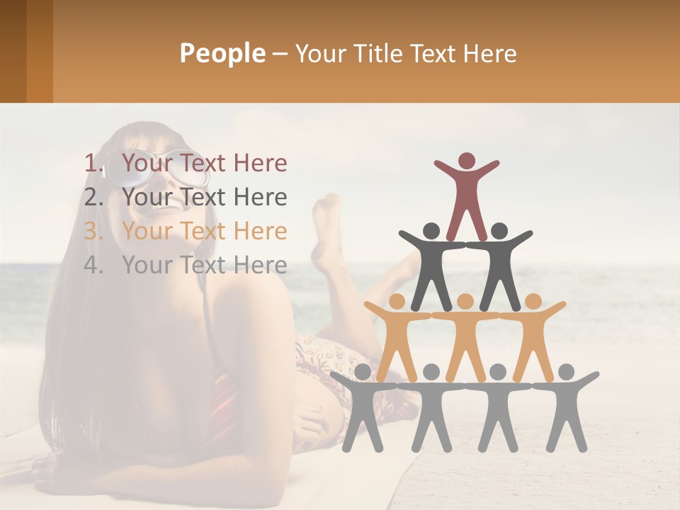 A Woman Laying On The Beach With Sunglasses On Her Head PowerPoint Template