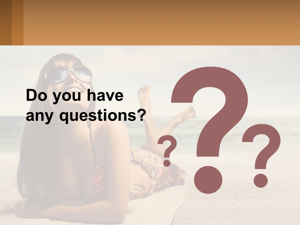 A Woman Laying On The Beach With Sunglasses On Her Head PowerPoint Template