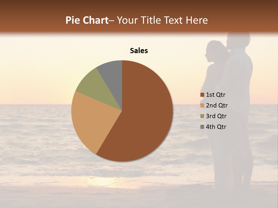 Two People Standing On A Beach At Sunset PowerPoint Template