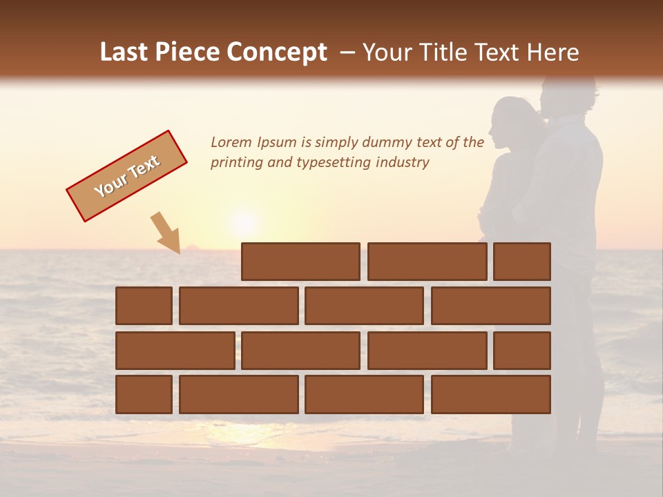 Two People Standing On A Beach At Sunset PowerPoint Template