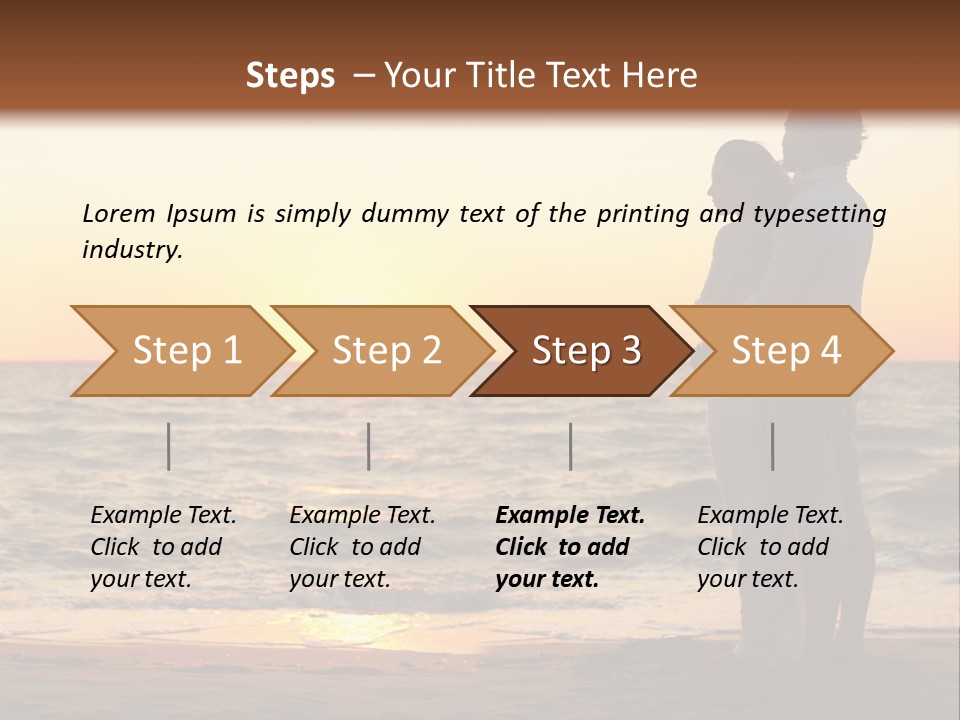 Two People Standing On A Beach At Sunset PowerPoint Template