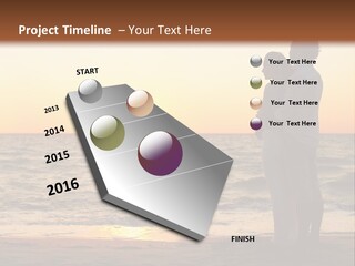 Two People Standing On A Beach At Sunset PowerPoint Template