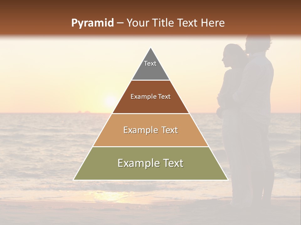 Two People Standing On A Beach At Sunset PowerPoint Template