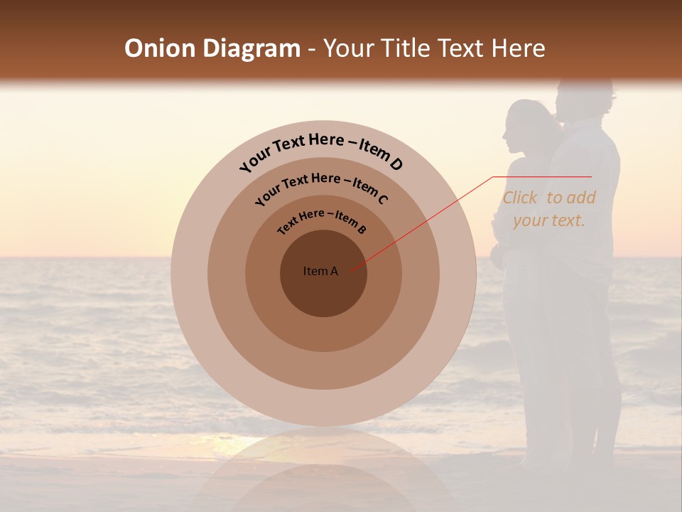 Two People Standing On A Beach At Sunset PowerPoint Template