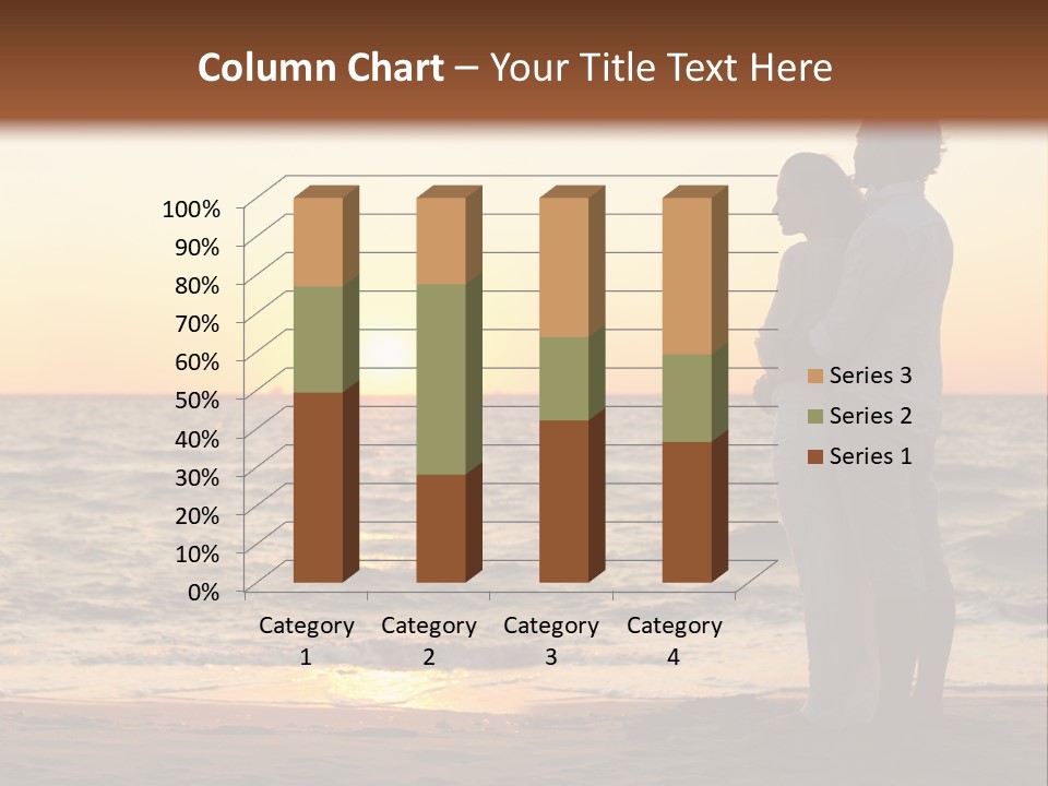 Two People Standing On A Beach At Sunset PowerPoint Template
