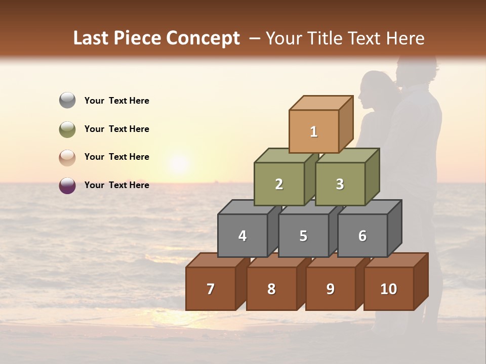 Two People Standing On A Beach At Sunset PowerPoint Template