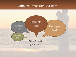 Two People Standing On A Beach At Sunset PowerPoint Template
