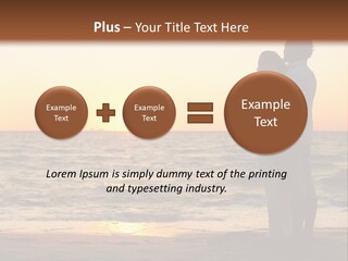Two People Standing On A Beach At Sunset PowerPoint Template