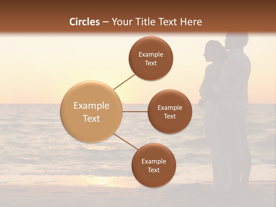 Two People Standing On A Beach At Sunset PowerPoint Template