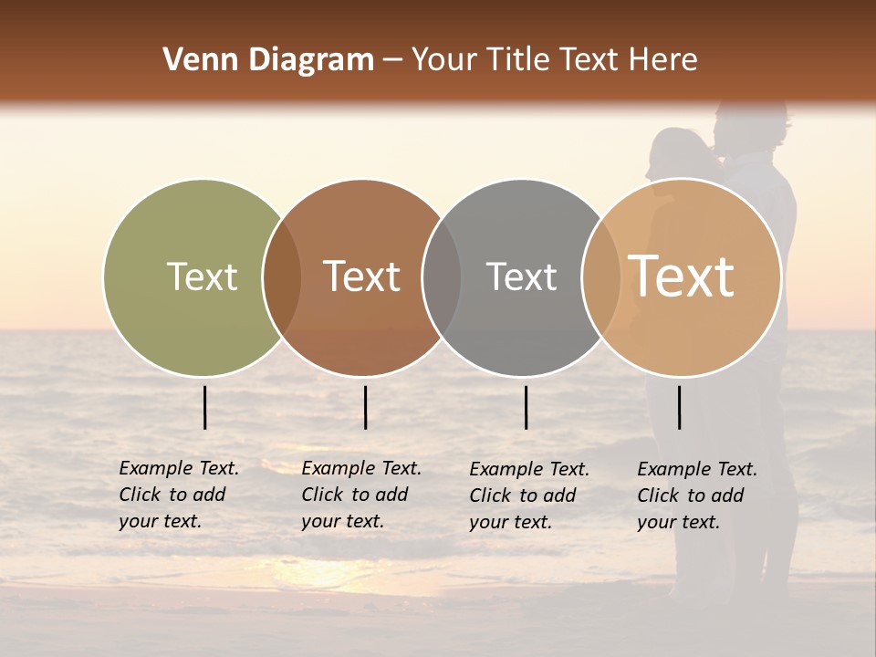 Two People Standing On A Beach At Sunset PowerPoint Template