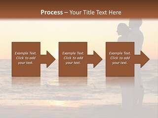 Two People Standing On A Beach At Sunset PowerPoint Template