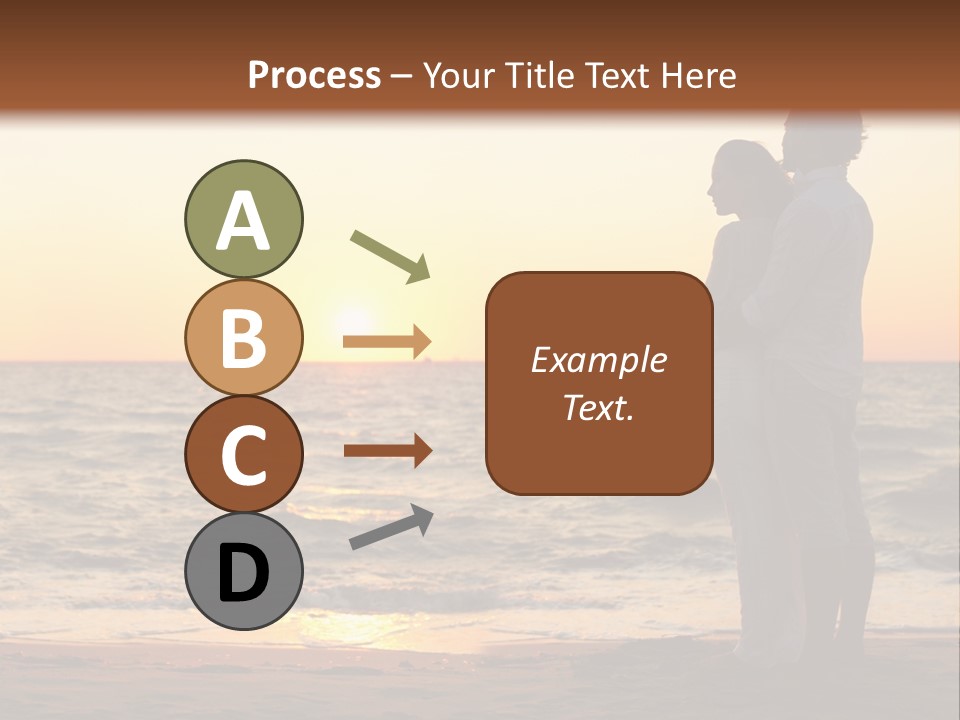 Two People Standing On A Beach At Sunset PowerPoint Template