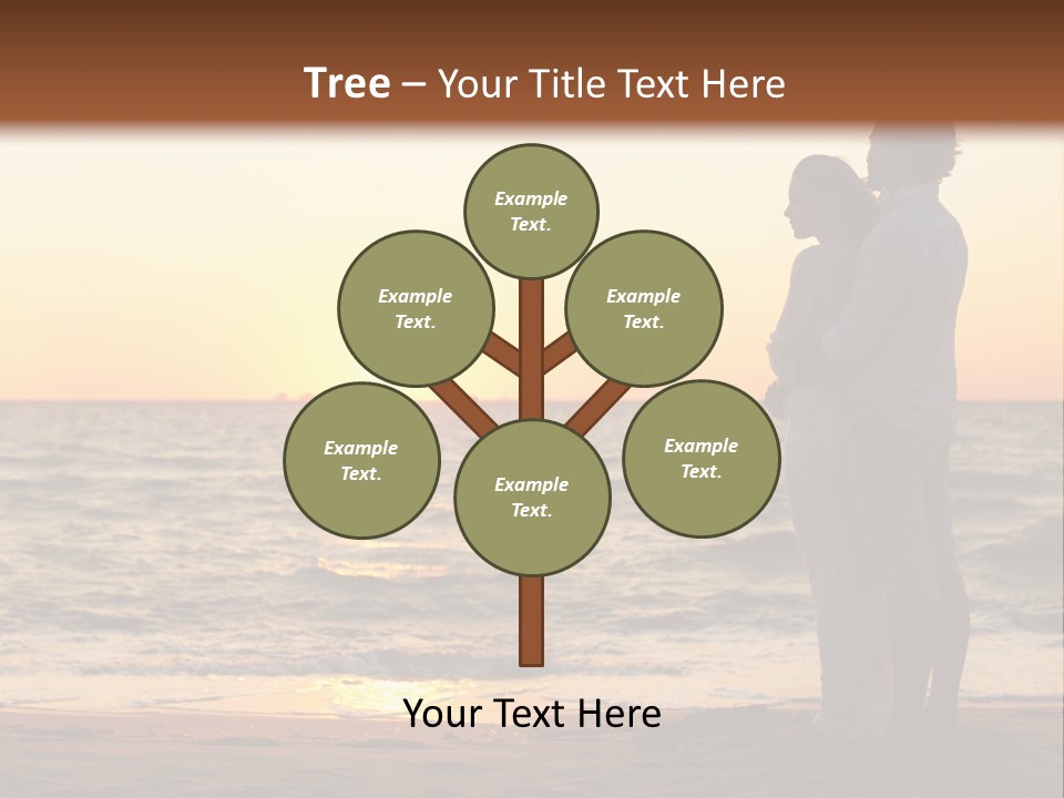 Two People Standing On A Beach At Sunset PowerPoint Template