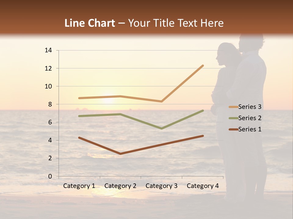 Two People Standing On A Beach At Sunset PowerPoint Template