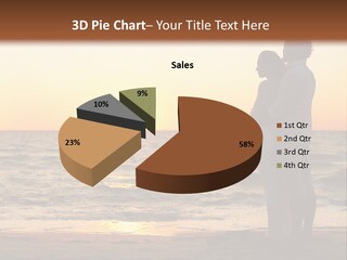 Two People Standing On A Beach At Sunset PowerPoint Template