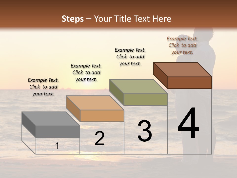 Two People Standing On A Beach At Sunset PowerPoint Template