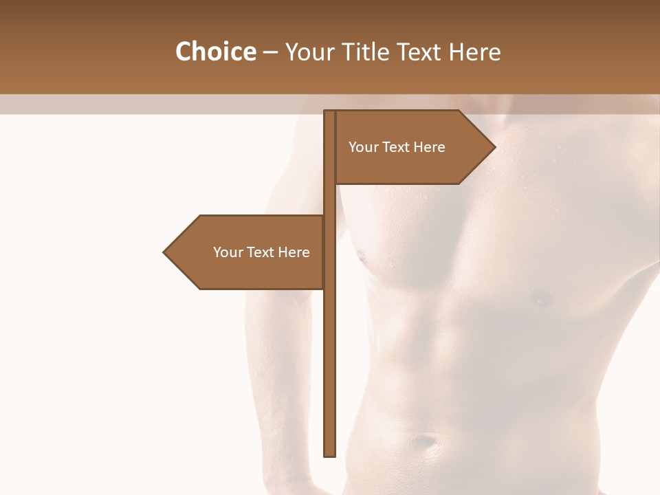 A Man With No Shirt Is Posing For A Picture PowerPoint Template