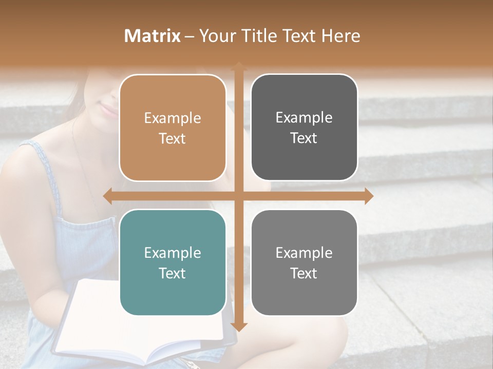 A Woman Sitting On The Steps With A Book In Her Hand PowerPoint Template