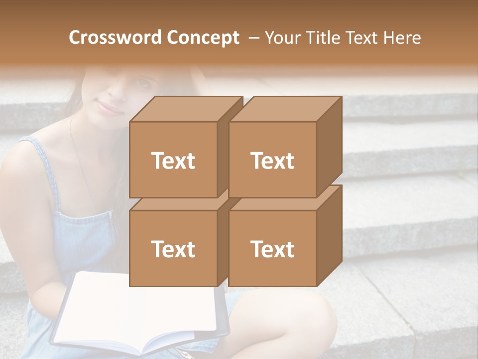 A Woman Sitting On The Steps With A Book In Her Hand PowerPoint Template