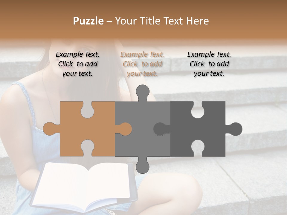 A Woman Sitting On The Steps With A Book In Her Hand PowerPoint Template