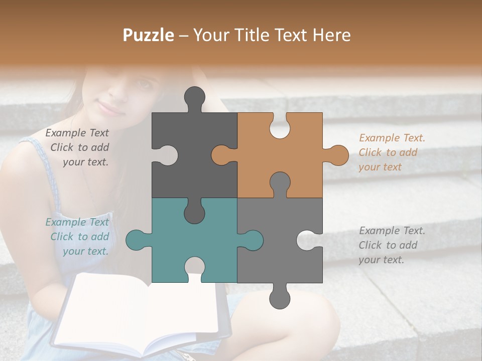 A Woman Sitting On The Steps With A Book In Her Hand PowerPoint Template