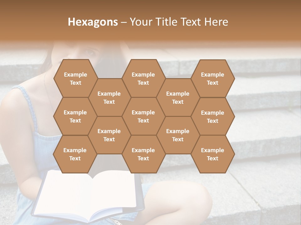 A Woman Sitting On The Steps With A Book In Her Hand PowerPoint Template