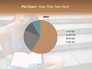 A Woman Sitting On The Steps With A Book In Her Hand PowerPoint Template