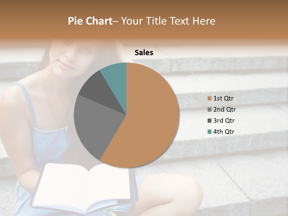 A Woman Sitting On The Steps With A Book In Her Hand PowerPoint Template