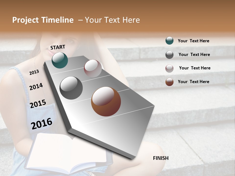 A Woman Sitting On The Steps With A Book In Her Hand PowerPoint Template