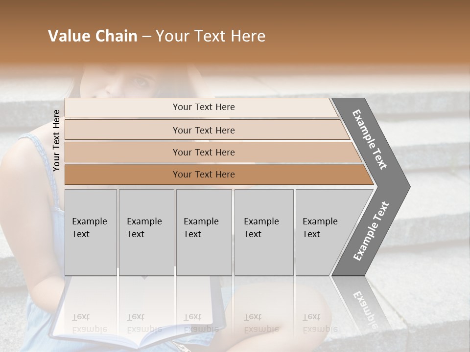 A Woman Sitting On The Steps With A Book In Her Hand PowerPoint Template