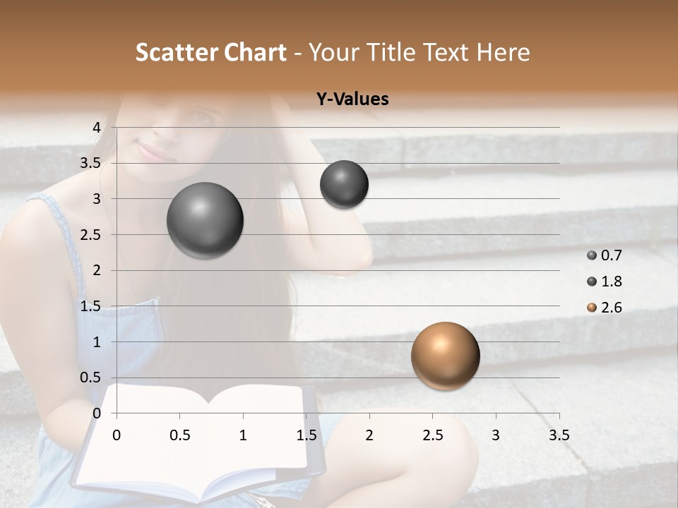 A Woman Sitting On The Steps With A Book In Her Hand PowerPoint Template