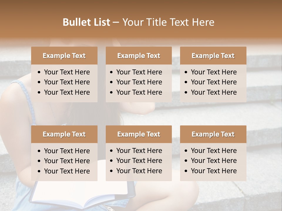 A Woman Sitting On The Steps With A Book In Her Hand PowerPoint Template