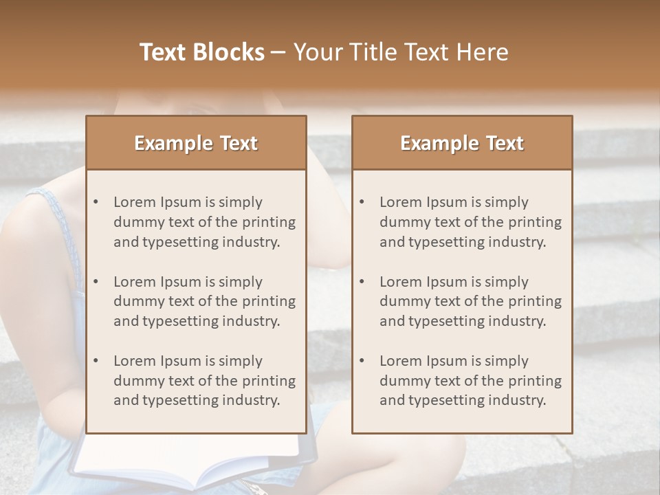 A Woman Sitting On The Steps With A Book In Her Hand PowerPoint Template