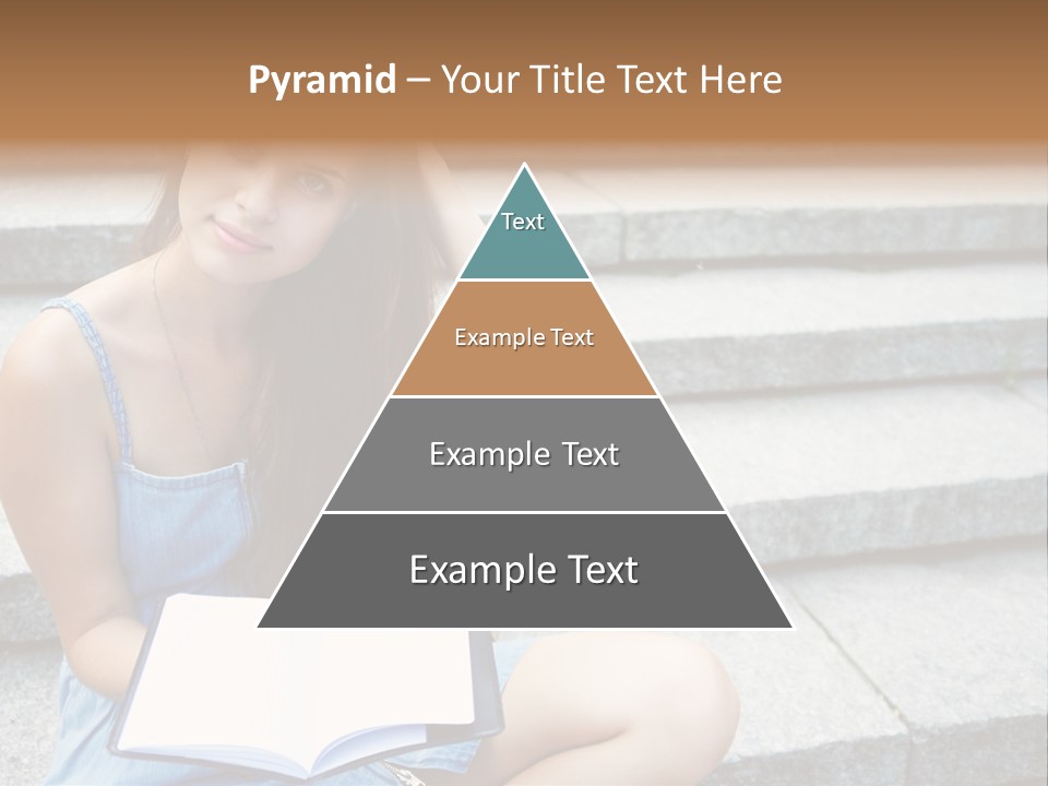 A Woman Sitting On The Steps With A Book In Her Hand PowerPoint Template