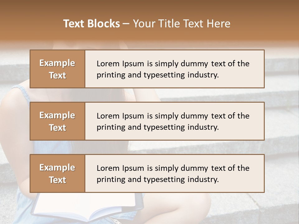 A Woman Sitting On The Steps With A Book In Her Hand PowerPoint Template