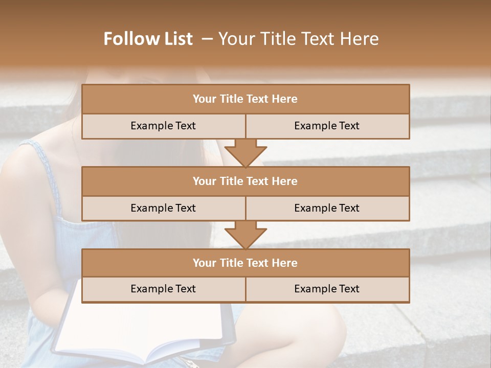 A Woman Sitting On The Steps With A Book In Her Hand PowerPoint Template